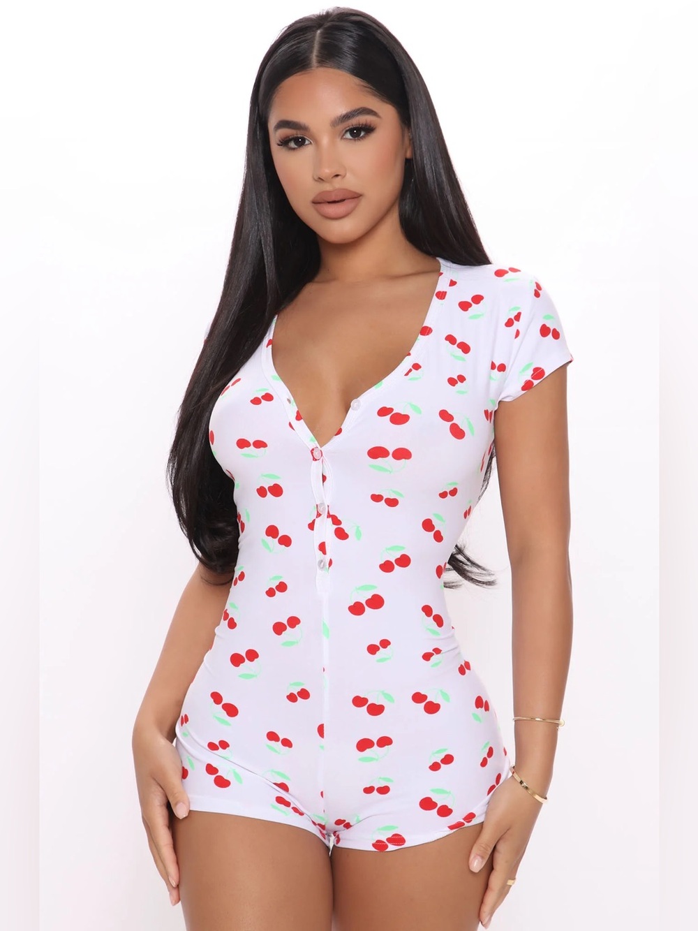 Cherry bomb pj romper size small NWOT